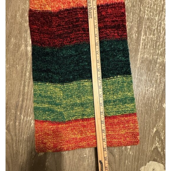 Pashmina Infinity Knit Scarf Silk Multicolor Strip Red Green Yellow Orange - Picture 5 of 9